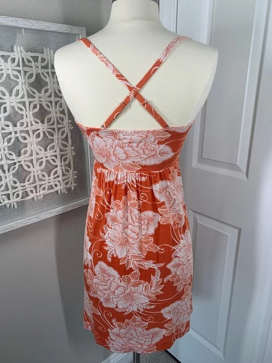 Soma orange and white floral print bandeau style dress size XS - Picture 4 of 9